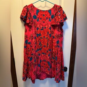 Free People Red and Blue Floral Dress